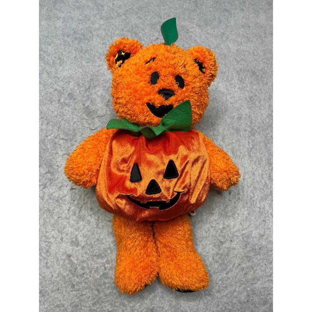 Build-A-Bear Halloween Pumpkin‎ Glow Bear Orange Plush Jack-O-Lantern 16 inch